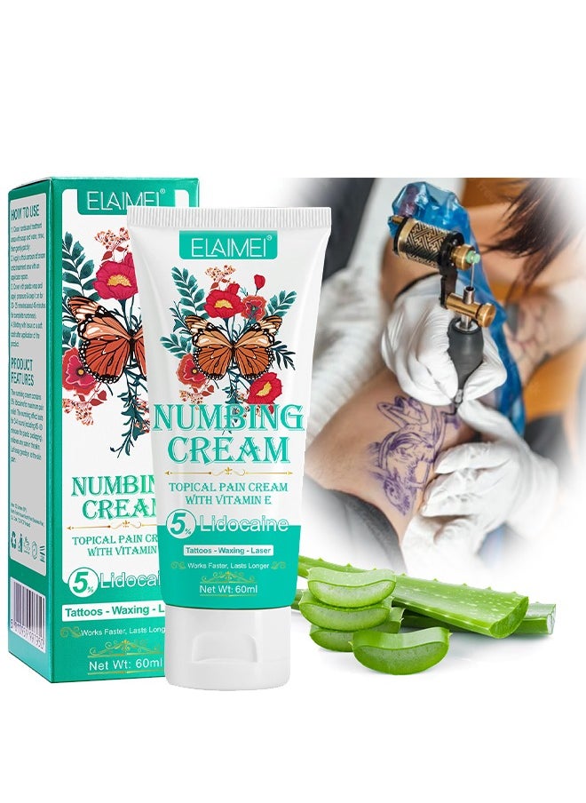 Elaimei - Tattoo Waxing Laser Numbing Cream, Painless Tattoo Numbing Cream With Vitamin E, Effective Tattoo Numbing Cream, 6-8 Hours Maximum Strength Long Lasting Tattoo Numbing Cream Before Tattoo, 60ml - Image 1