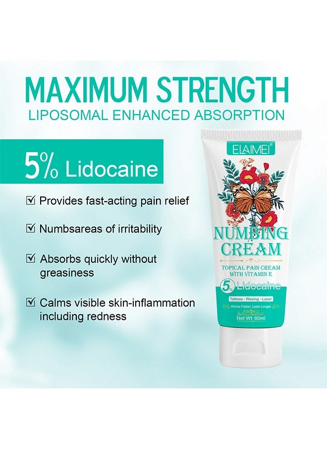 Elaimei - Tattoo Waxing Laser Numbing Cream, Painless Tattoo Numbing Cream With Vitamin E, Effective Tattoo Numbing Cream, 6-8 Hours Maximum Strength Long Lasting Tattoo Numbing Cream Before Tattoo, 60ml - Image 1
