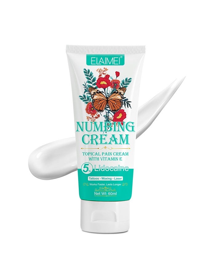 Elaimei - Tattoo Waxing Laser Numbing Cream, Painless Tattoo Numbing Cream With Vitamin E, Effective Tattoo Numbing Cream, 6-8 Hours Maximum Strength Long Lasting Tattoo Numbing Cream Before Tattoo, 60ml - Image 1