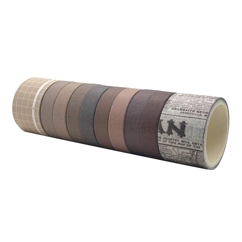 ZMLSED EnYan 10 Rolls Vintage Washi Tape Set, Japanese Masking Decorative Tapes for DIY Crafts and Arts Bullet Journal Planners Scrapbooking Adhesive - Image 5