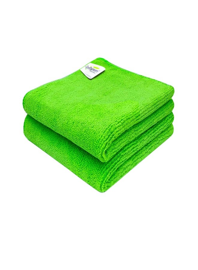 SOFTSPUN Microfiber Baby Hand & Face Wipes 30x30 Cms 2 Piece Towel Set, 340 GSM (Green) Super Soft & Silky for Hand, Face and Body - Hypoallergenic Sensitive Skin Wipes & Washcloths. - Image 1