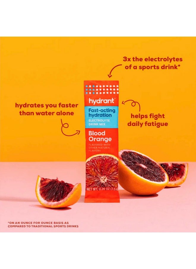 Hydrant - Hydrate 30 Stick Packs Electrolyte Powder Rapid Hydration Mix Hydration Powder Packets Drink Mix Helps Rehydrate Better Than Water (Blood Orange 30 Pack) - Image 1