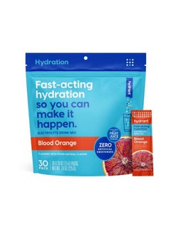 Hydrate 30 Stick Packs Electrolyte Powder Rapid Hydration Mix Hydration Powder Packets Drink Mix Helps Rehydrate Better Than Water (Blood Orange 30 Pack)