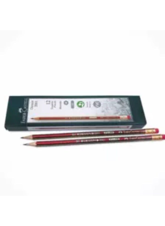Faber Castell Dessin 2001 Pre Sharpened Pencil With Eraser Tip- 12pcs - Image 5