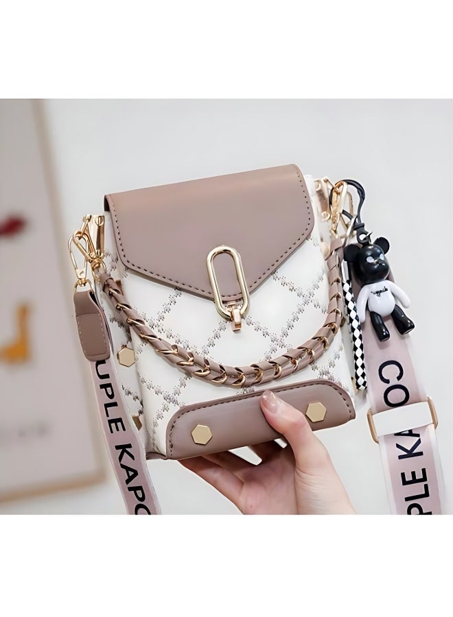 Women's Versatile Plaid Shoulder Bag, Ladies Exquisite Hanging Bucket Bag Crossbody Bag Sling Bag Side Bag Carry Bag, PU Leather Satchel Bag Phone Bag Handbag Clutch Bag for Girls, College Students  - Image 3