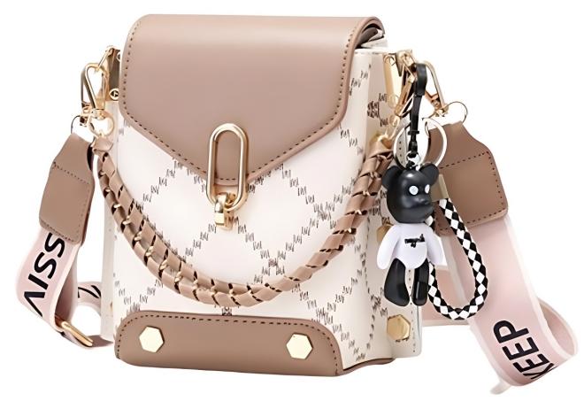 حقيبة كتف منقوشة متعددة الاستخدامات للنساء، حقيبة دلو معلقة رائعة للسيدات، حقيبة كروس وحقيبة جانبية، حقيبة حمل من جلد البولي يوريثان، حقيبة هاتف وحقيبة يد وحقيبة يد للفتيات/طلاب الكلية - Image 1