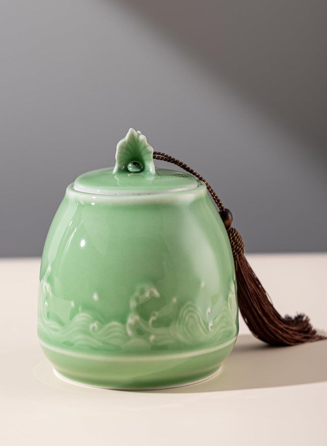 SILINE Genuine Longquan Celadon Airtight Container 22 oz/600ml,Green Porcelain Loose Tea Storage Jar (Classic Cyan) - Image 3
