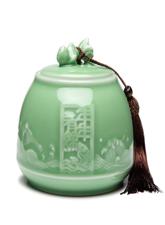 SILINE Genuine Longquan Celadon Airtight Container 22 oz/600ml,Green Porcelain Loose Tea Storage Jar (Classic Cyan) - Image 1