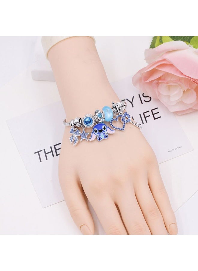 JAYATO Blue Stitch Bracelet with Cute Cartoon Stitch Adjustable Metal Handwoven Bracelet Jewelry, Birthday Gift for Girls - Image 2