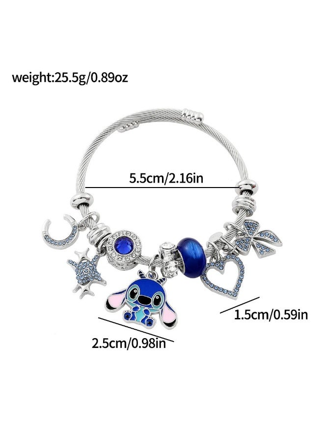 JAYATO Blue Stitch Bracelet with Cute Cartoon Stitch Adjustable Metal Handwoven Bracelet Jewelry, Birthday Gift for Girls - Image 5