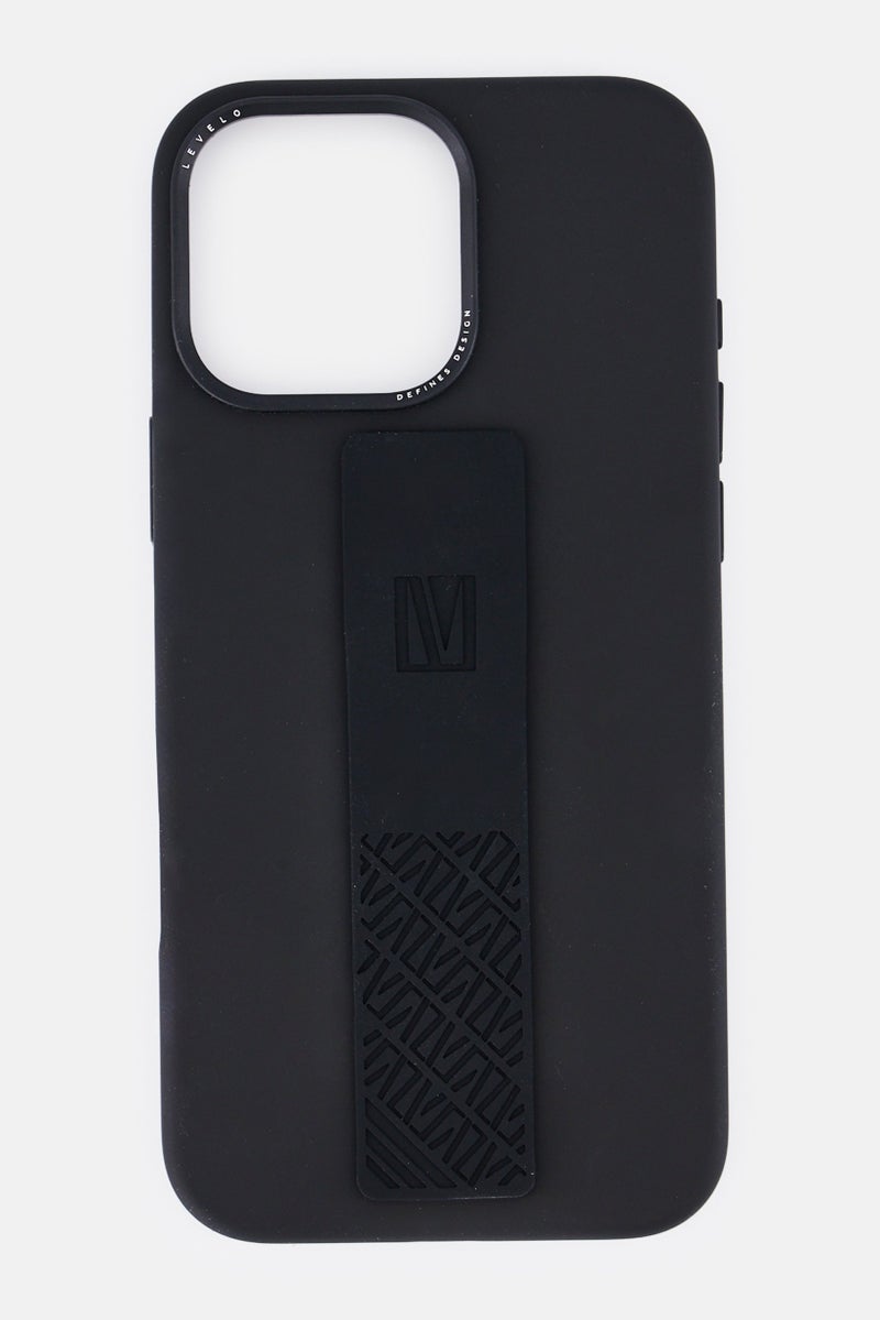LEVELO حافظة سيليكون مرفقة بقبضة لجهاز آيفون 16 برو ماكس، سوداء - Image 1