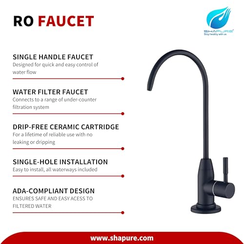 SHAPURE Premium 304 Grade Steel Faucet for RO Water Purifier | 100% Lead-Free | Enhance Your Water Filtration Experience (Black Faucet SS304) - Image 4