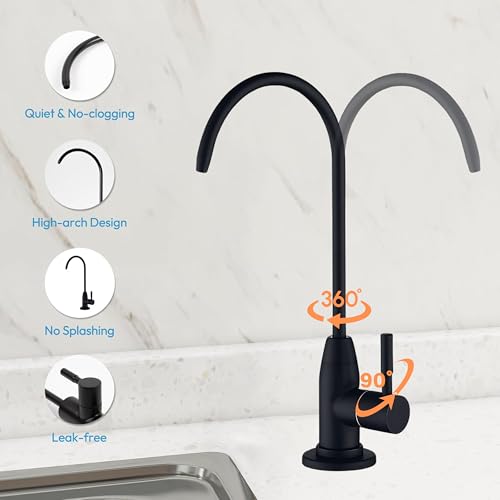 SHAPURE Premium 304 Grade Steel Faucet for RO Water Purifier | 100% Lead-Free | Enhance Your Water Filtration Experience (Black Faucet SS304) - Image 3