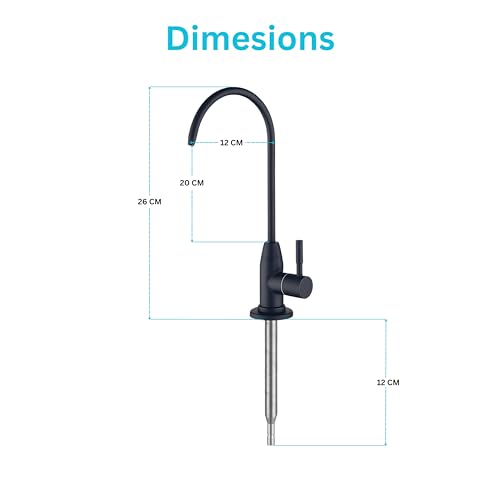 SHAPURE Premium 304 Grade Steel Faucet for RO Water Purifier | 100% Lead-Free | Enhance Your Water Filtration Experience (Black Faucet SS304) - Image 2