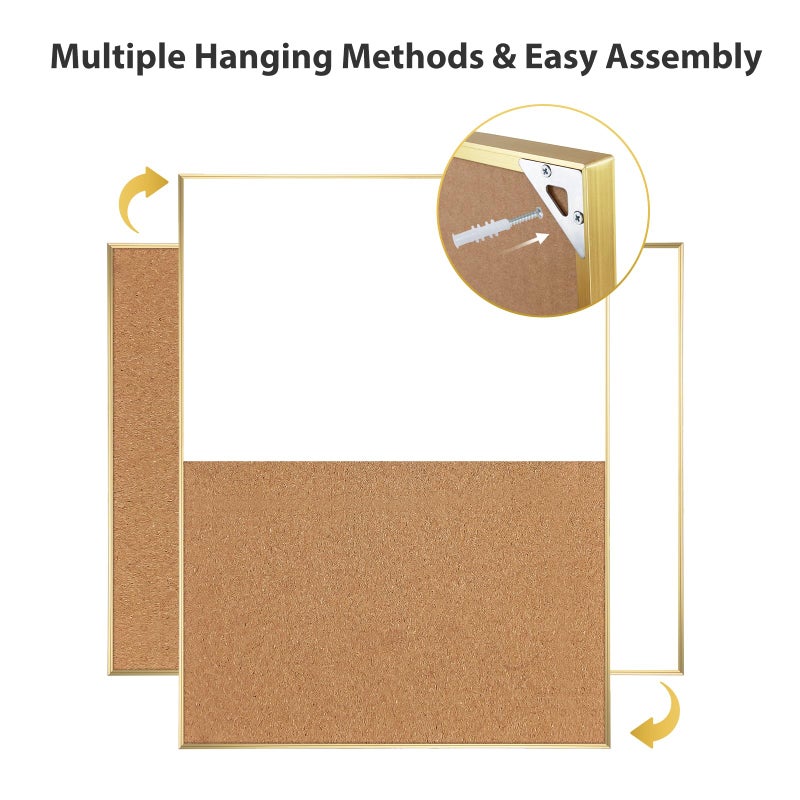 ARCOBIS Cork Board White Board Combo, 24 x 18 Inch Bulletin Board-Gold Frame, Magnetic Dry Erase Board & Corkboard for Wall, Vision Board for Home, Office, School - Image 3