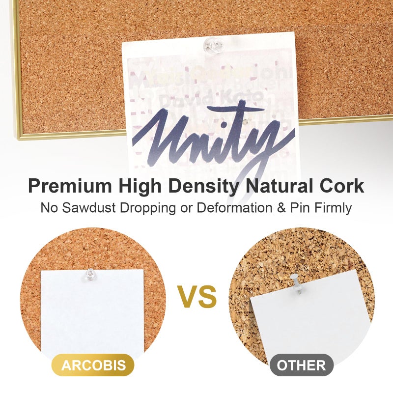 ARCOBIS Cork Board White Board Combo, 24 x 18 Inch Bulletin Board-Gold Frame, Magnetic Dry Erase Board & Corkboard for Wall, Vision Board for Home, Office, School - Image 2