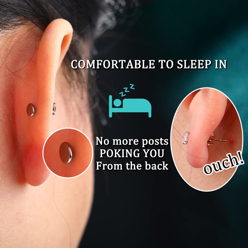 Cocharm G23 Titanium Paw Print Helix Cartilage Stud Earrings 16g Flat Back, Blue Opal Forward Helix, Cartilage Piercing Jewelry 8mm Internally Threaded - Image 4