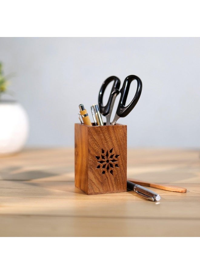 Hashcart Wooden Pen Holder/Stand | Pencil Cup | Makeup Brush Holder | Desk Organizer | Office Table Storage | Art Supply | Home Decor  - Image 2