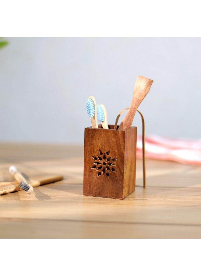 Hashcart Wooden Pen Holder/Stand | Pencil Cup | Makeup Brush Holder | Desk Organizer | Office Table Storage | Art Supply | Home Decor  - Image 4