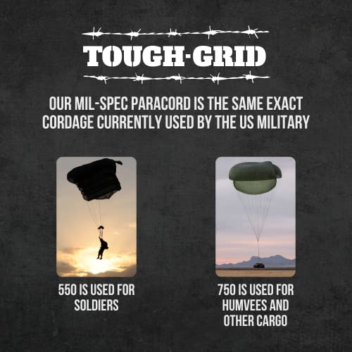 TOUGH-GRID 750 Paracord Rope Nylon Parachute Cord, Made in USA Survival Kit, Outdoor Adventures, Camping, Tactical Gear & Emergency Supplies, Military Type IV Mil-Spec - Image 5