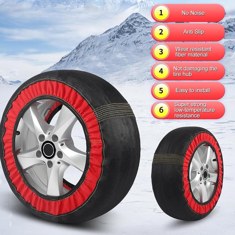 2 قطعة من جوارب الثلج عالية الألياف للإطارات، قبضات جر، أغطية شتوية للسيارات وسيارات الدفع الرباعي والشاحنات - Image 5