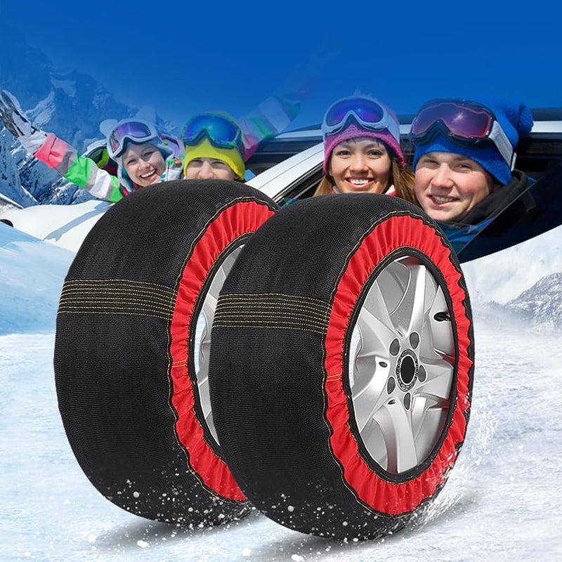 2 قطعة من جوارب الثلج عالية الألياف للإطارات، قبضات جر، أغطية شتوية للسيارات وسيارات الدفع الرباعي والشاحنات - Image 4