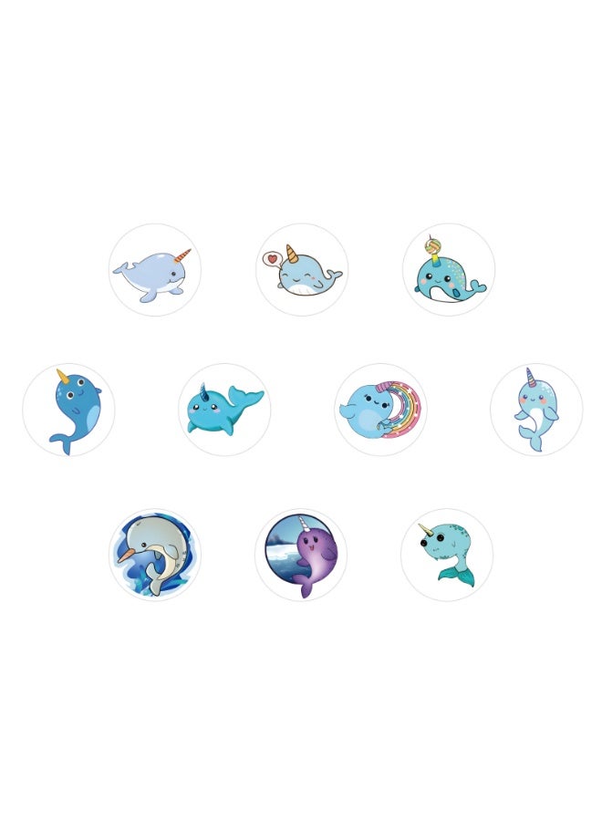 NIBEMINENT 500 Pcs Narwhal Deco Kit Waterproof Stickers, High Definition Printing Bright Colors, Suitable for Laptop Skateboard Luggage Water Bottle Guitar DIY - Image 2