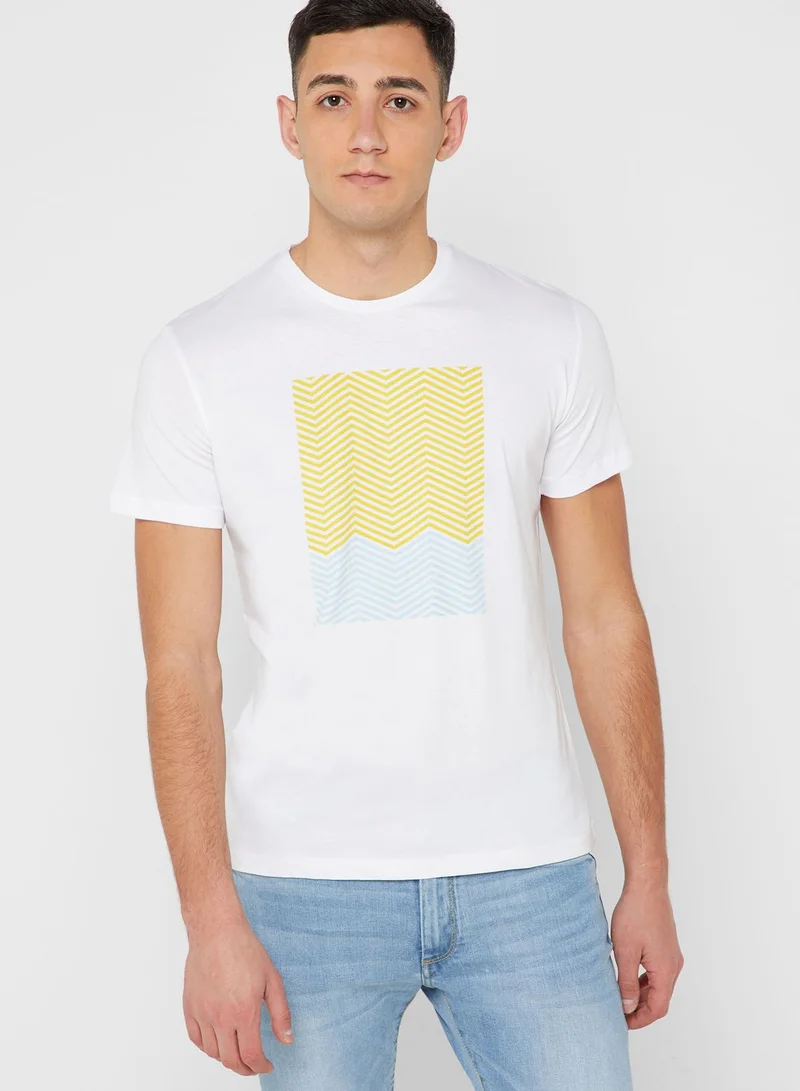 Mango Man Geo Crew Neck T-Shirt