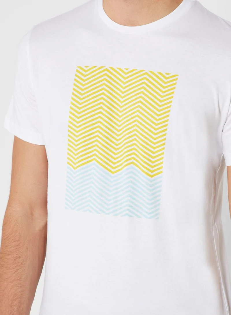 Mango Man Geo Crew Neck T-Shirt