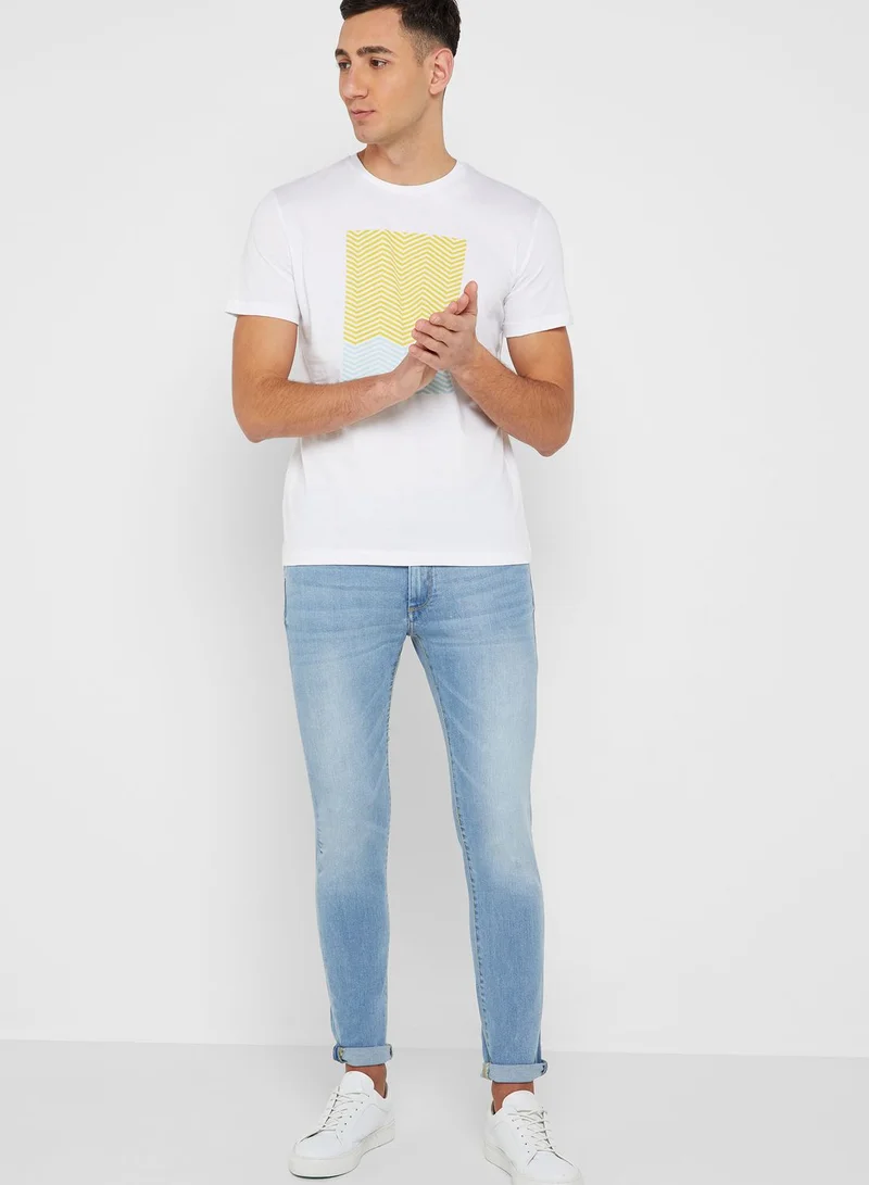 Mango Man Geo Crew Neck T-Shirt
