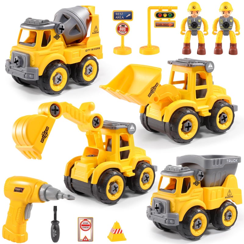 LUDILO Toddler Kids Toys Boys 35 Mini DIY Assembly Stem Learning Educational Building Toy Cars with Electric Drill Sandbox Beach Construction Toy Trucks 2 3 4 5 Year Old Boy Toys Birthday Gift Xmas - Image 3