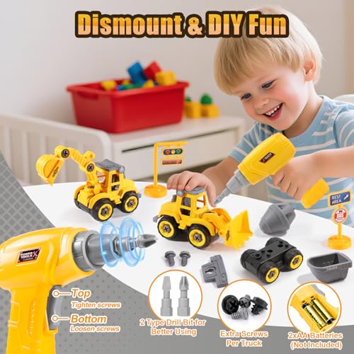 LUDILO Toddler Kids Toys Boys 35 Mini DIY Assembly Stem Learning Educational Building Toy Cars with Electric Drill Sandbox Beach Construction Toy Trucks 2 3 4 5 Year Old Boy Toys Birthday Gift Xmas - Image 5