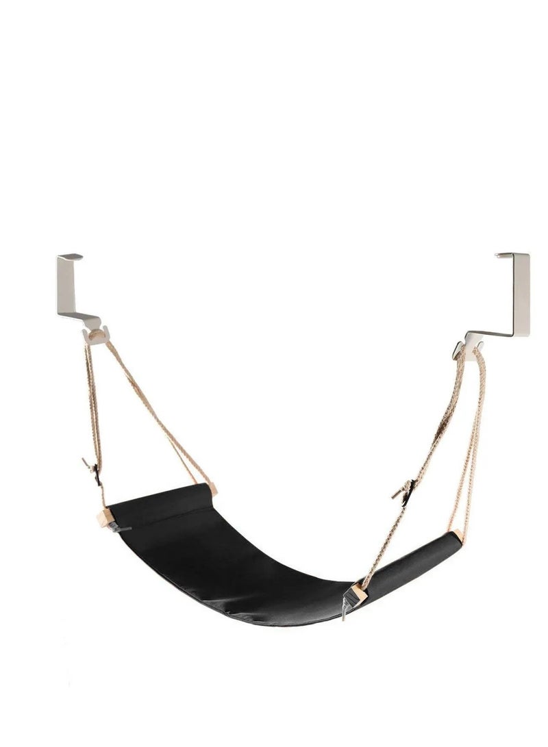 Y&D Foot Hammock Ergonomic Rest Portable Adjustable Desk Stand for Home Office with Headphones Holder Black Height Flight Carry on Wrap  - Image 1