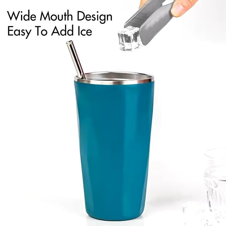 Wosta Vacuum-Insulated Tumbler Cup with Straw, Stainless Steel, Wide Mouth, Home Office, Outdoor, Retains Heat and Cold, Lid Included, 20.3 fl oz (600 mL), Girls, Boys (Black) - Image 2