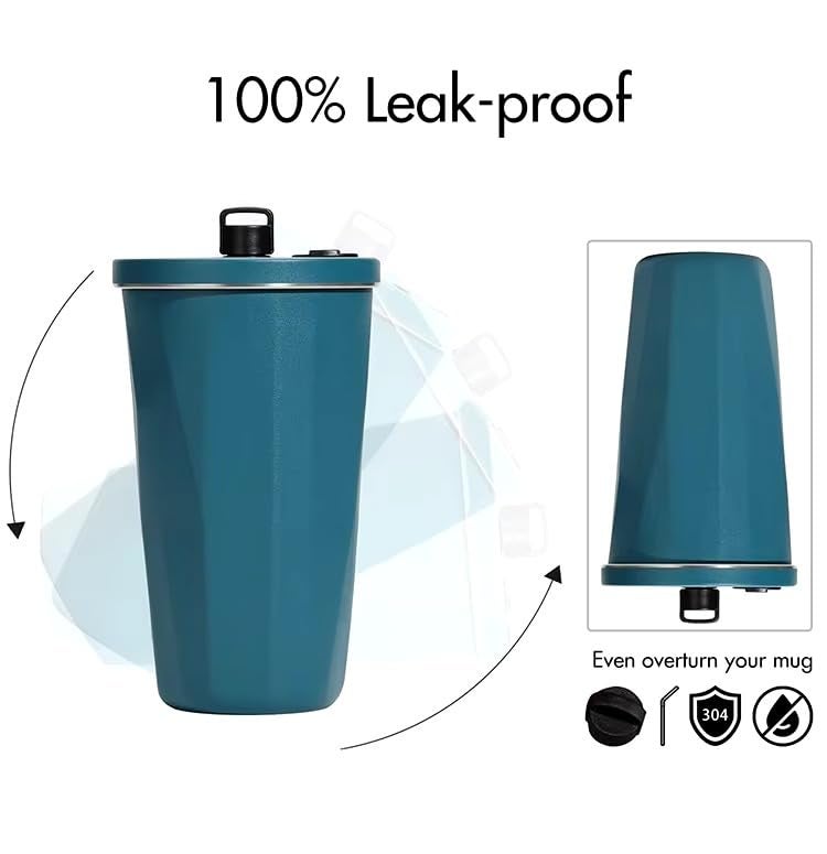 Wosta Vacuum-Insulated Tumbler Cup with Straw, Stainless Steel, Wide Mouth, Home Office, Outdoor, Retains Heat and Cold, Lid Included, 20.3 fl oz (600 mL), Girls, Boys (Black) - Image 4