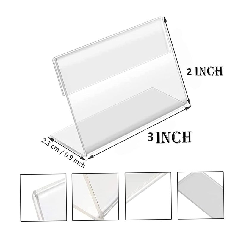 Rasper Acrylic Sign Holder L Shape Acrylic Table Display Stand Label Price Tag Name Card Holder for School Office Counter Restaurants Supermarket Store Shop Food Tag (3x2 Inches) (Pack Of 50) - Image 2