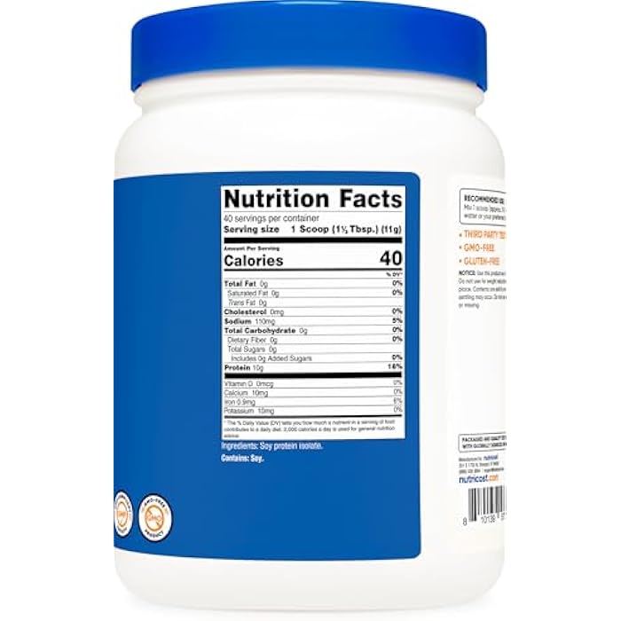 Nutricost Soy Protein Isolate Powder, 1 LB Unflavored - 10 Grams of Protein Per Serving, Vegan, GMO-Free & Gluten Free - Image 5