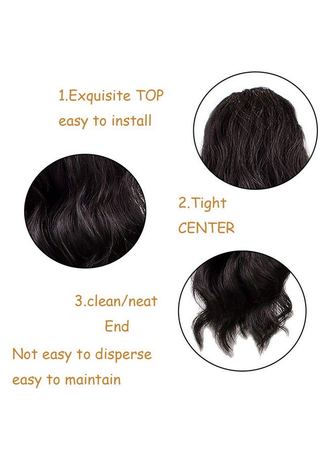 KETHBE 24 Inch Long Body Wave Ponytail Hair Extension Synthetic Heat Resistant Wrap Around Drawstring Curly Wavy Ponytail Hairpieces For Women(Natural Black)  - Image 3