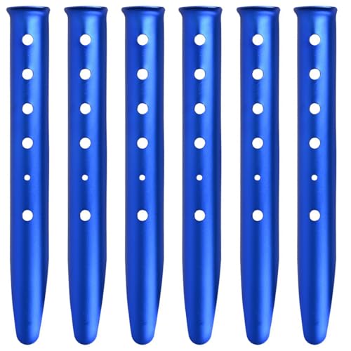 TRIWONDER Tent Stakes Pegs for Snow Sand Beach Canopy Heavy Duty Ground Anchor Stakes Tent Nail Aluminum U-Shaped Camping Hiking Backpacking 6Pcs (Blue - U-Shaped - 12.2 Inches) - Image 1