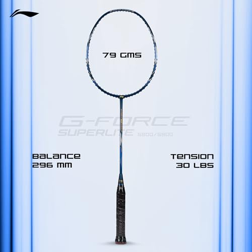 Li-Ning G-Force 5900 Superlite Strung Badminton Racquet with Free Head Cover| 79 Grams (Navy/Gold/White) - Image 5