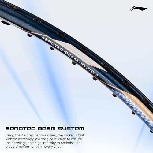 Li-Ning G-Force 5900 Superlite Strung Badminton Racquet with Free Head Cover| 79 Grams (Navy/Gold/White) - Image 4