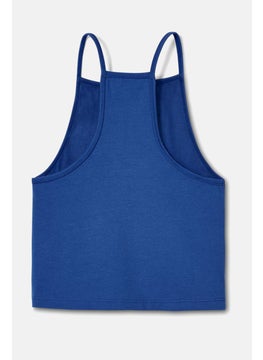 Tchibo Kids Girl 2 Pcs Plain Sleeveless Top, White and Blue  - Image 2