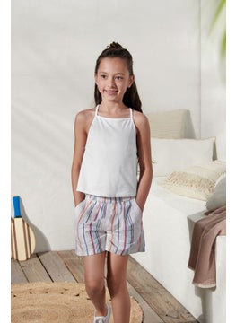 Tchibo Kids Girl 2 Pcs Plain Sleeveless Top, White and Blue  - Image 1