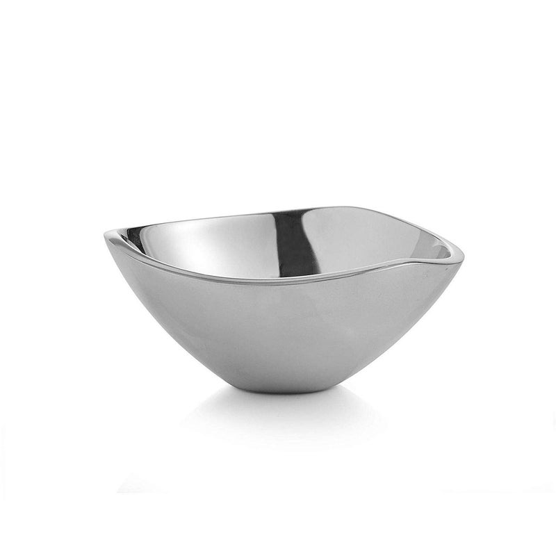 Nambe Mini TriCorner Dip Bowl  Chilled Serving Dish for Dip Hummus Dressing Salsa Guacamole  PrepAhead Oven and Freezer Safe  45Inch  Made of Metal Alloy Silver