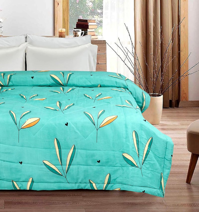 BSB HOME Microfiber 350TC Glace Cotton AC Comforter Set King Size Double Bed with 1 Flat bedsheet-90x100 inch and Two Pillow Covers II 4 pc Bedding Set- White and Blue - Image 2