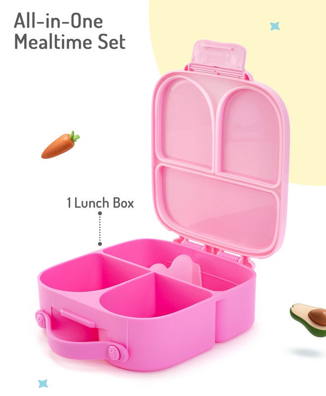 Bonfino Lunch Box, Leak-Resistant Seal, Food-Grade PP and Silicone, Durable, Princess Theme, 3 Years+, 1100 mL, 21.8 x 21.1 x 7.5 cm - Pink - Image 2