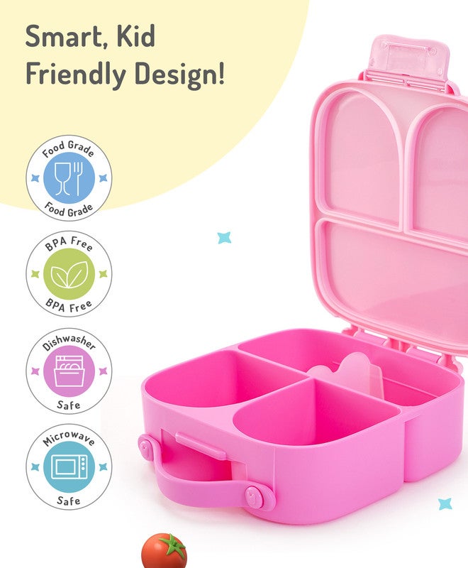 Bonfino Lunch Box, Leak-Resistant Seal, Food-Grade PP and Silicone, Durable, Princess Theme, 3 Years+, 1100 mL, 21.8 x 21.1 x 7.5 cm - Pink - Image 5