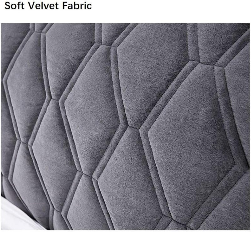 All-Inclusive Soft Smooth Quilted Head Cover Thicken Velvet Headboard Solid Color Bed Back Protector for Bedroom(Light Gray,W190 x H70cm) - Image 5