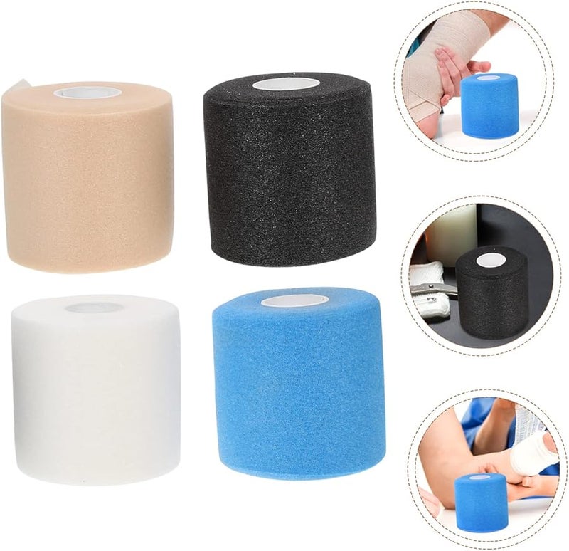 ميكيكيت 4 لفات ضمادة متماسكة ذاتية اللصق لف داعم مرن لدعم المفاصل وإصابات الإسعافات الأولية الرياضية مجموعة من 4 قطع - Image 4