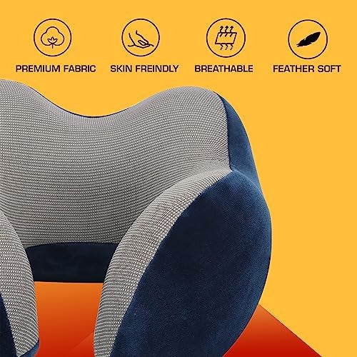 Billebon Premium Neck Pillow for Travelling Airplane Travel Pillow Comfortable Head Rest Neck Holder Pillow (Navy Blue Raised) - Image 5